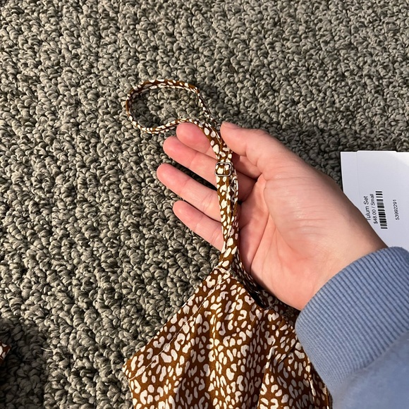 Two piece brown and tan tank top and skirt set. - Picture 9 of 10